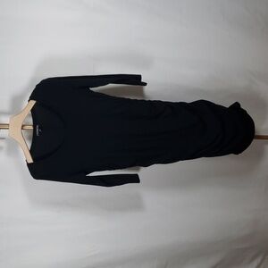 Express Black Ruched Dress 3/4 Sleeve Scoop Neck‎ SZ XS